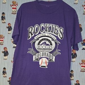 Vintage Colorado Rockies 90s MLB Baseball Shirt Purple Large/xl
